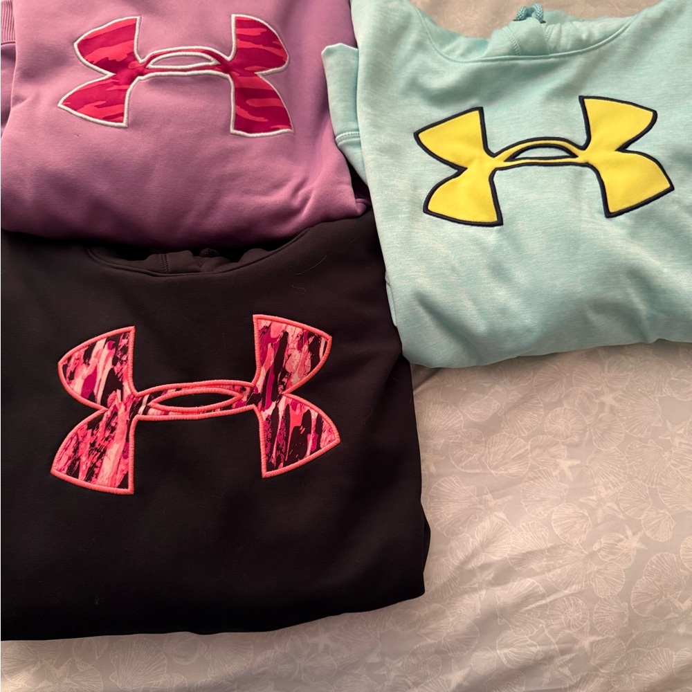 Under Armour Women’s Sweatshirts (3)  - Black, Purple and Light Blue. S large